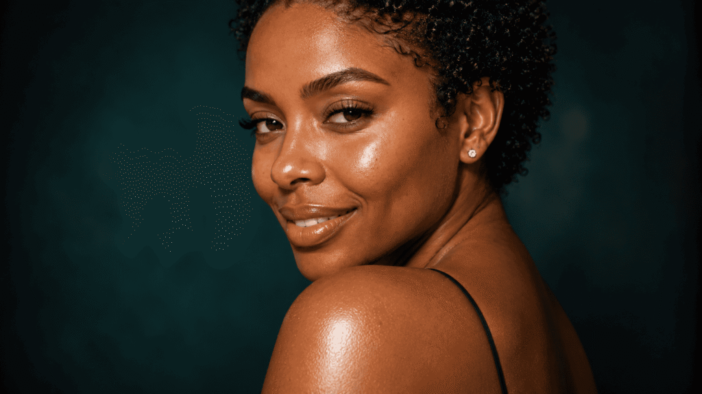 Glowing melanated skin